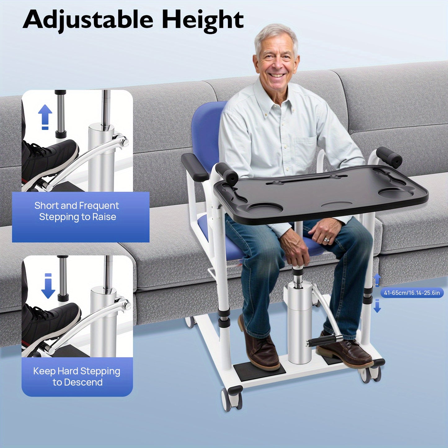 Heavy-Duty Hydraulic Lift Toilet Seat Chair for Easy Transfers