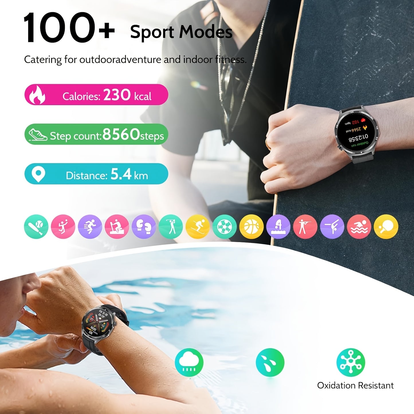 Smartwatch With AMOLED 440mAh Battery And Android IOS