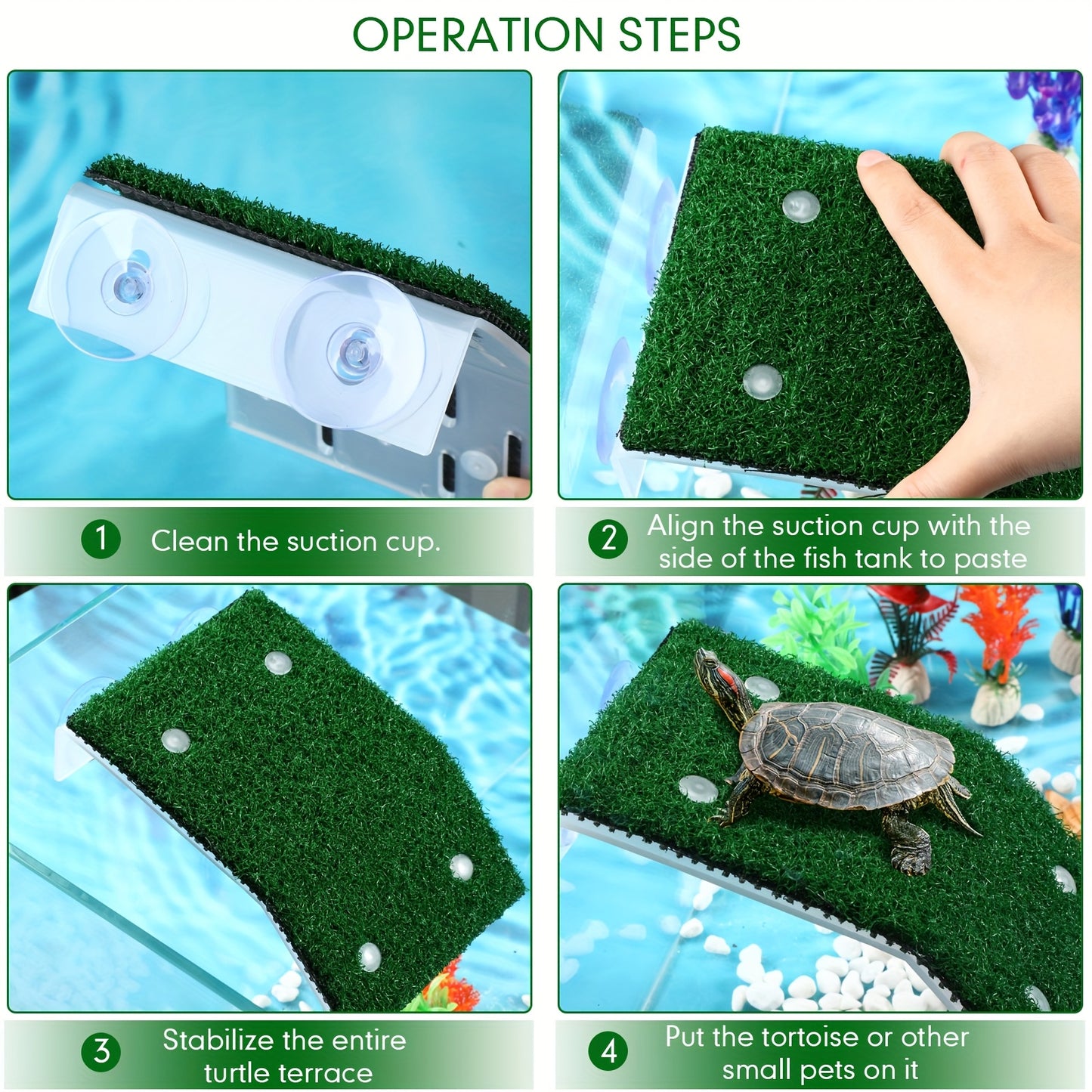 Turtle Basking Platform and Artificial Plants for Reptile Tanks