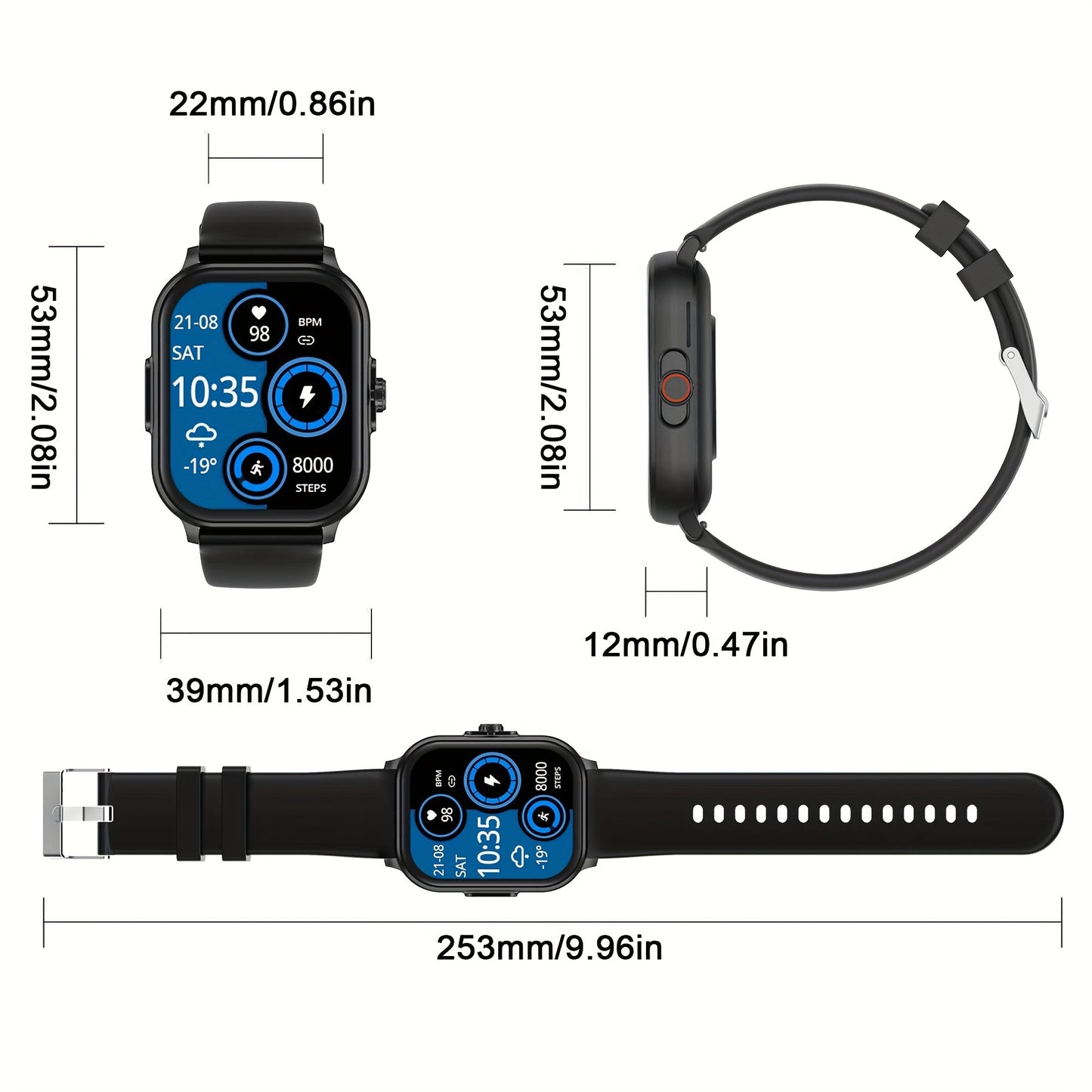 Unisex Smartwatch With 280mAh Battery And Android iOS