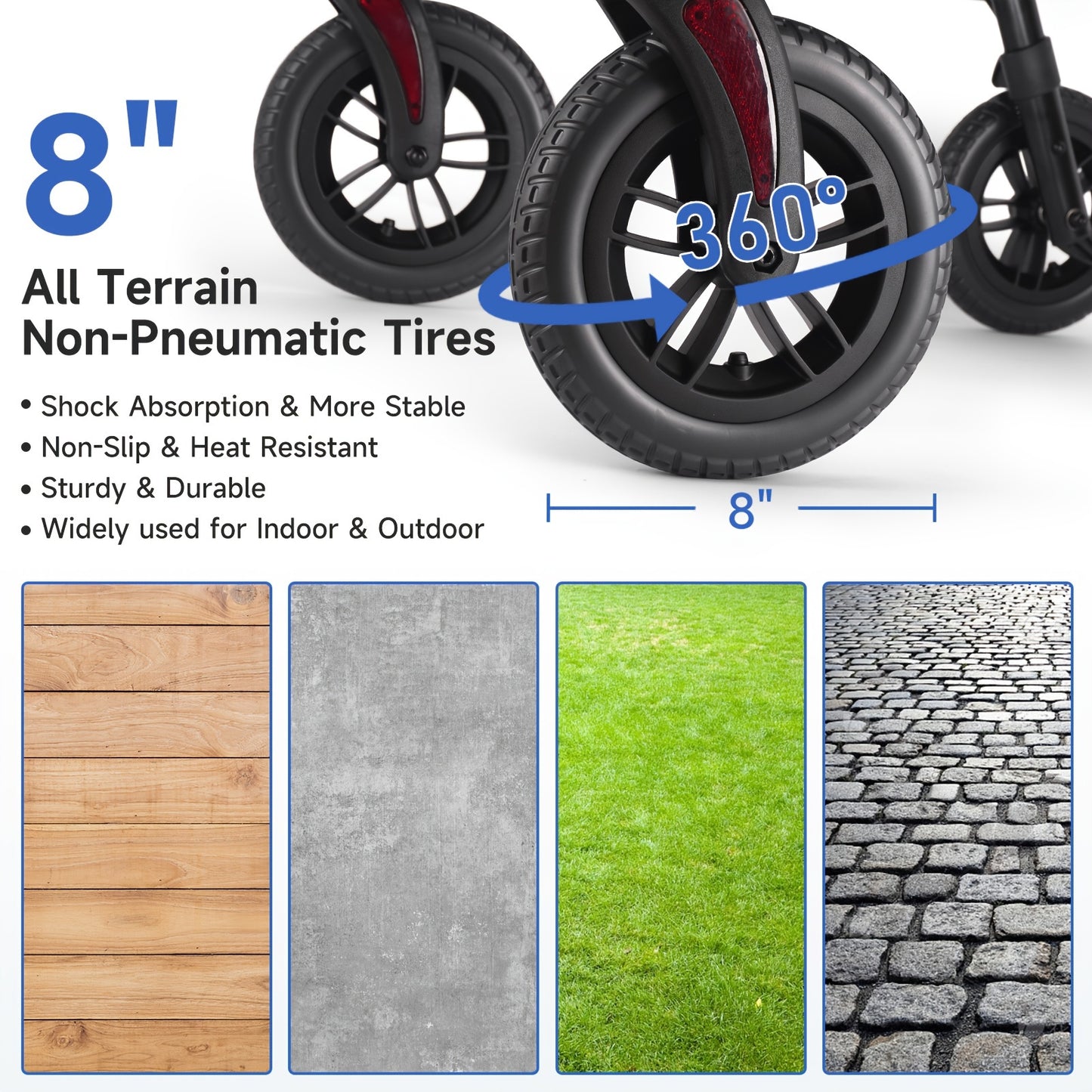 All-Terrain Rollator Walker with Tray and Padded Seat