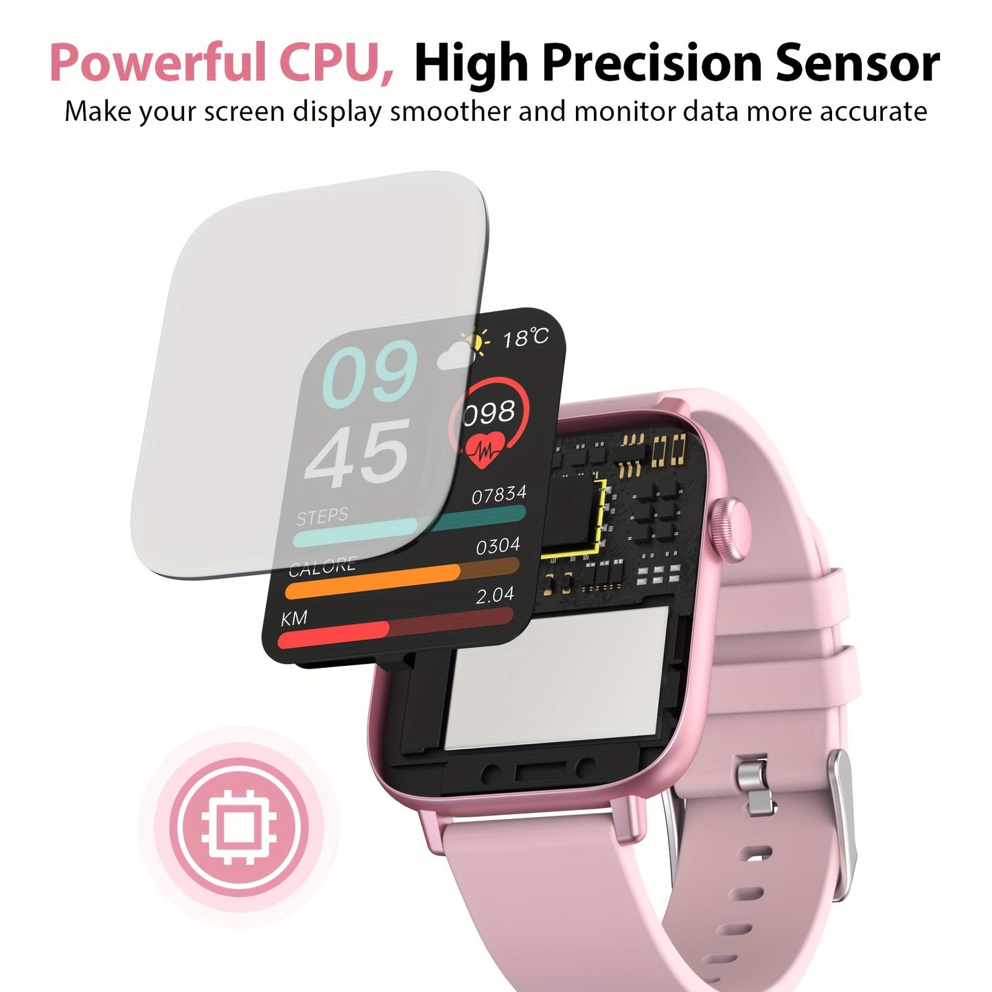 Smart Watch Fitness Tracker With Touch Screen And Voice Control