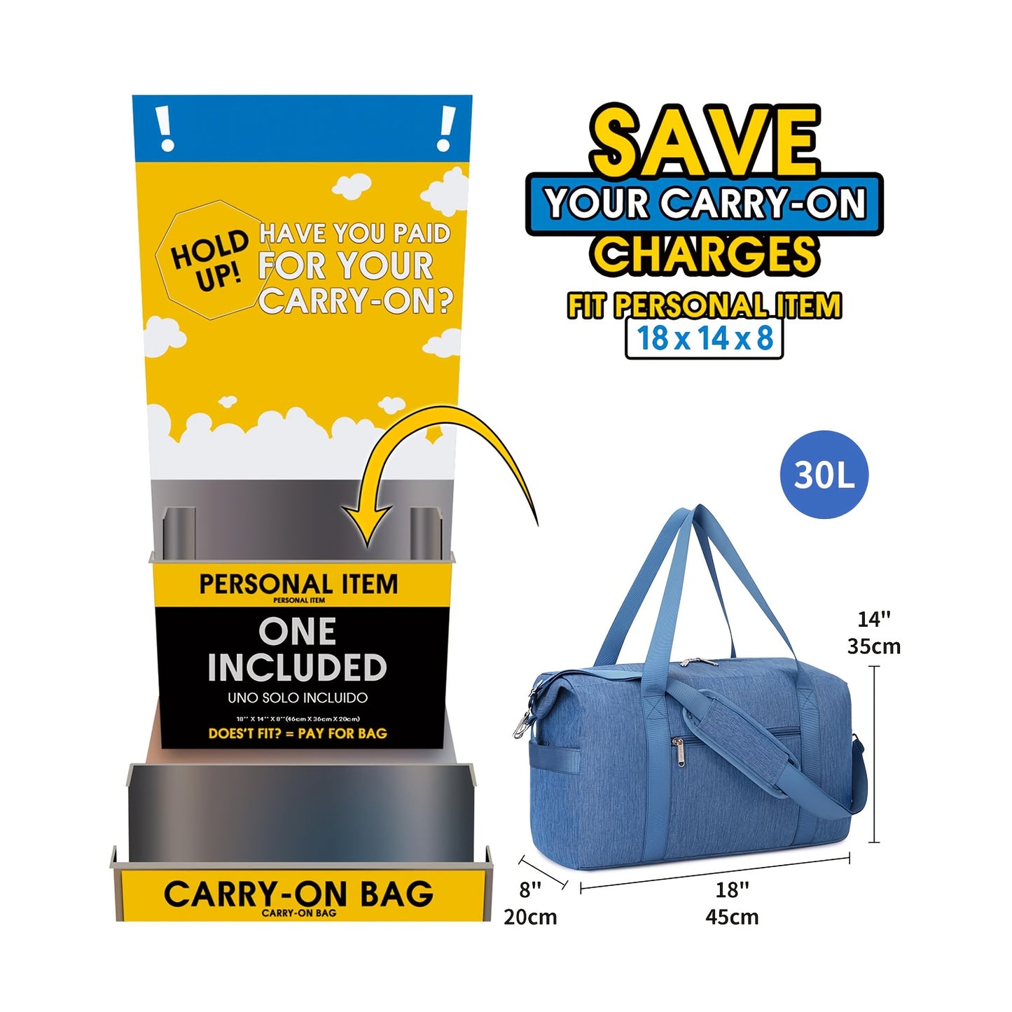 Heavy Duty Travel Duffel Bag With Wet Pocket Stitching