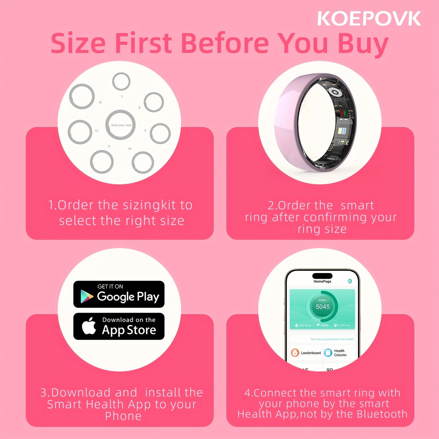 Smart Ring For Men And Women, Crystal Charging Case - Fitness And Sleep Tracker, Step Distance Calorie Monitoring, Multiple Exercise Modes, Magnetic Charging - Stylish Stainless Steel Design, IP68 Waterproof, Holiday Gift