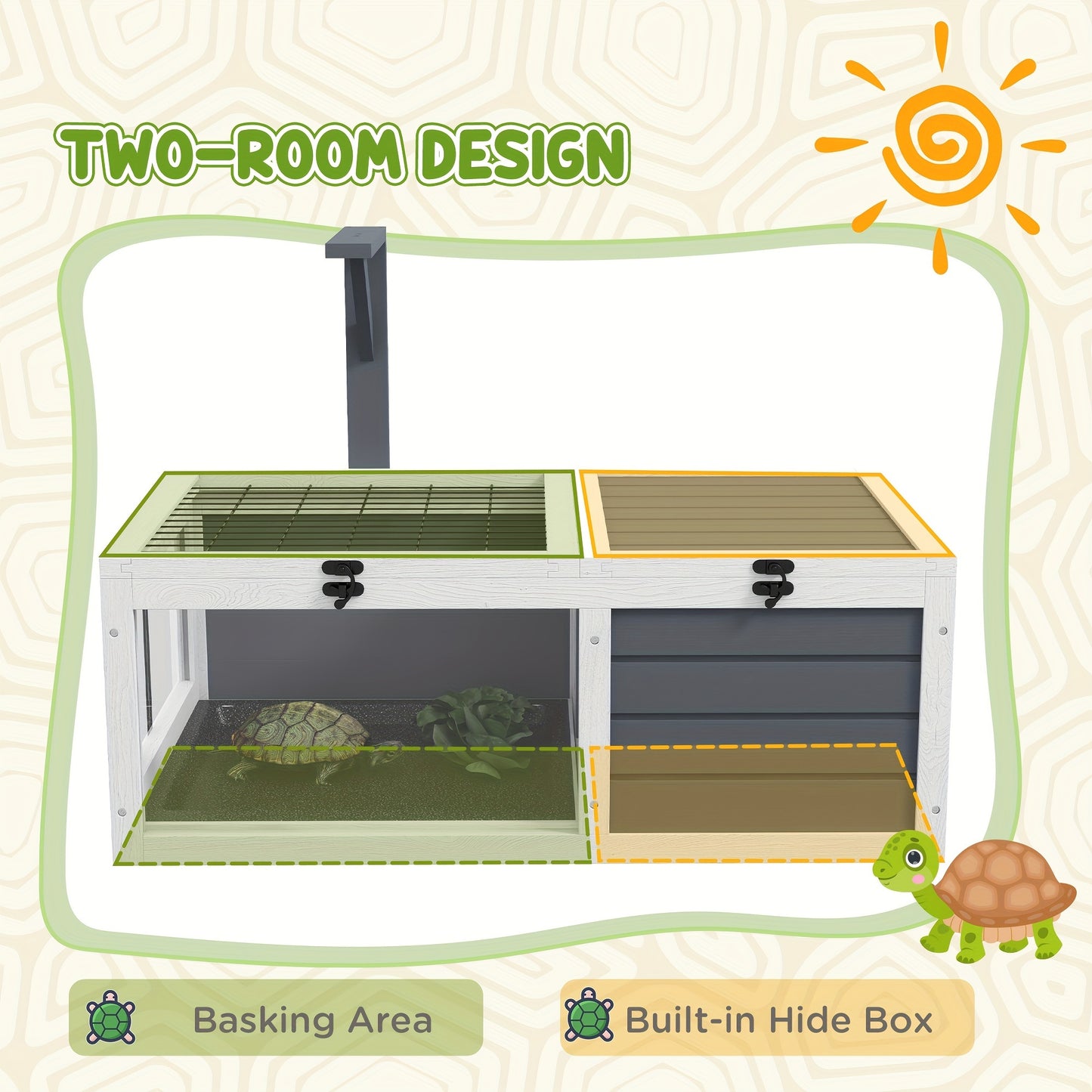 Wooden Tortoise Habitat with Pull-out Trays and Lamp Holder