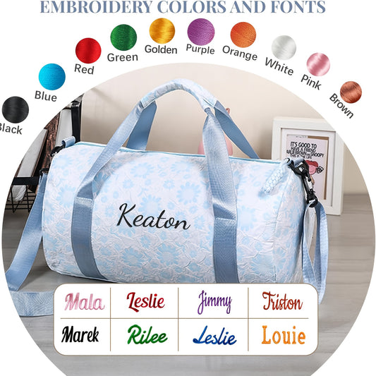Personalized Floral Duffel Bag With Custom Name For Travel