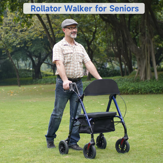 All-Terrain Rollator Walker with Tray and Padded Seat