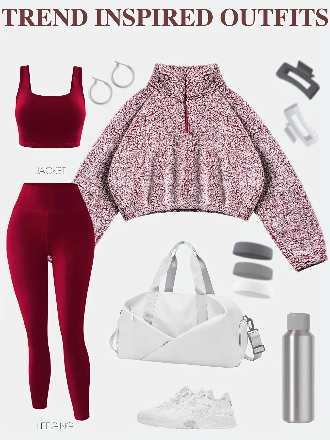 3pcs Women's -Lined Athletic Set: Bubble Texture Short Jacket, Breathable Sports Bra & Quick-Dry Yoga Leggings - Full Coverage Winter Gym Suit, Non-Transparent Workout Outfit (Polyester) for Training, Yoga & Cold Weather