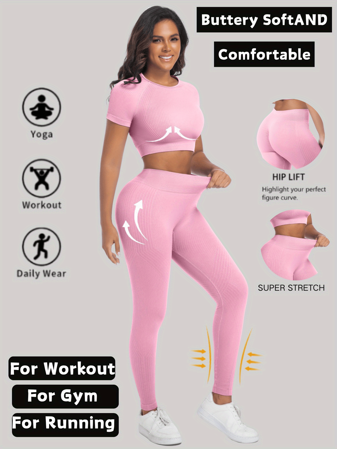 Womens Yoga Set Two Piece Workout Outfit For Daily Wear