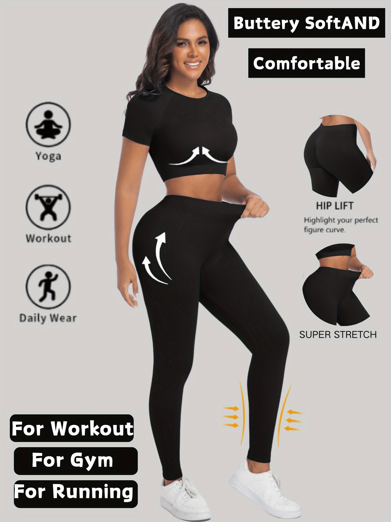 Womens Yoga Set Two Piece Workout Outfit For Daily Wear