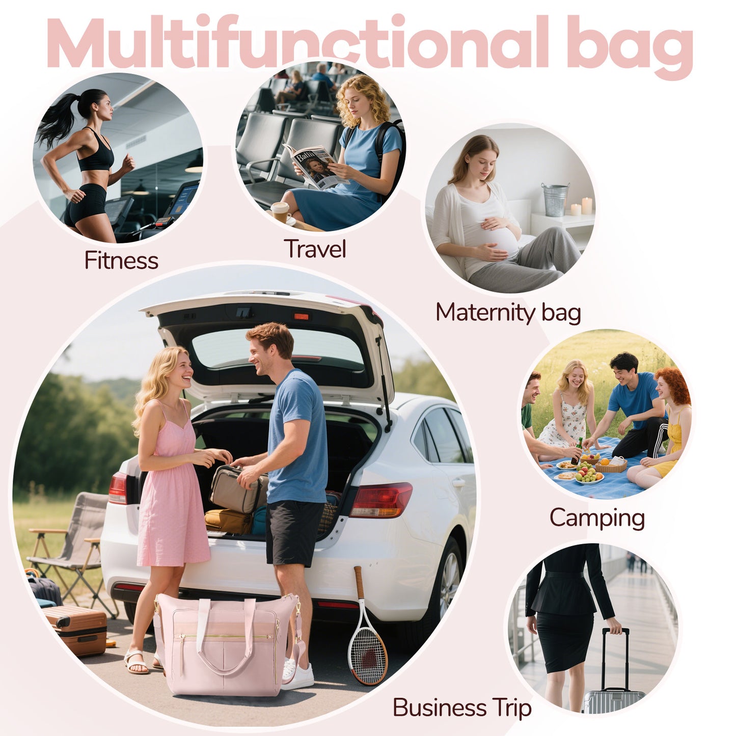 Versatile Travel Bag With Wet Dry Separation Compartments