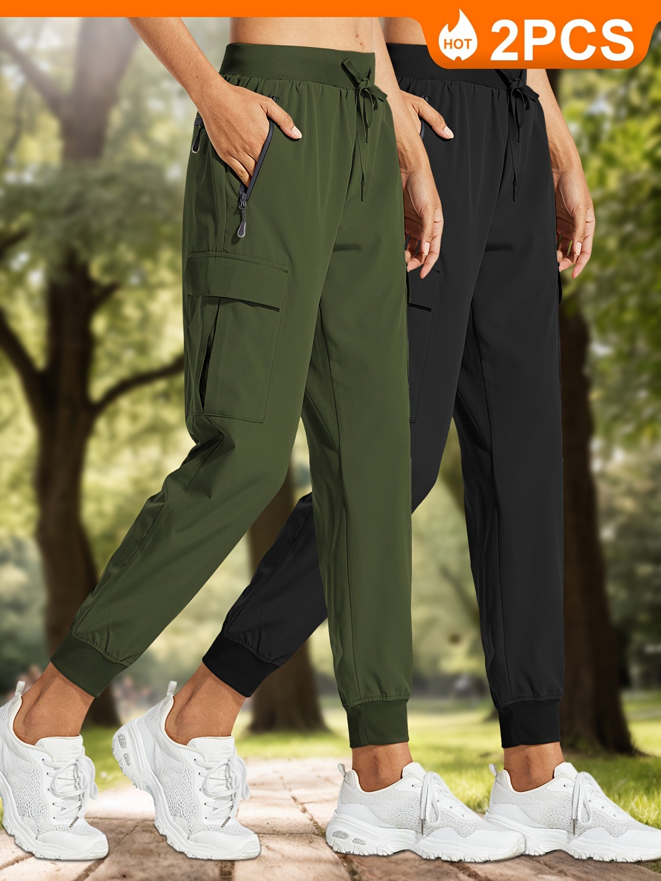 Women's Quick-Dry Cargo Joggers with Sun Protection and Pockets