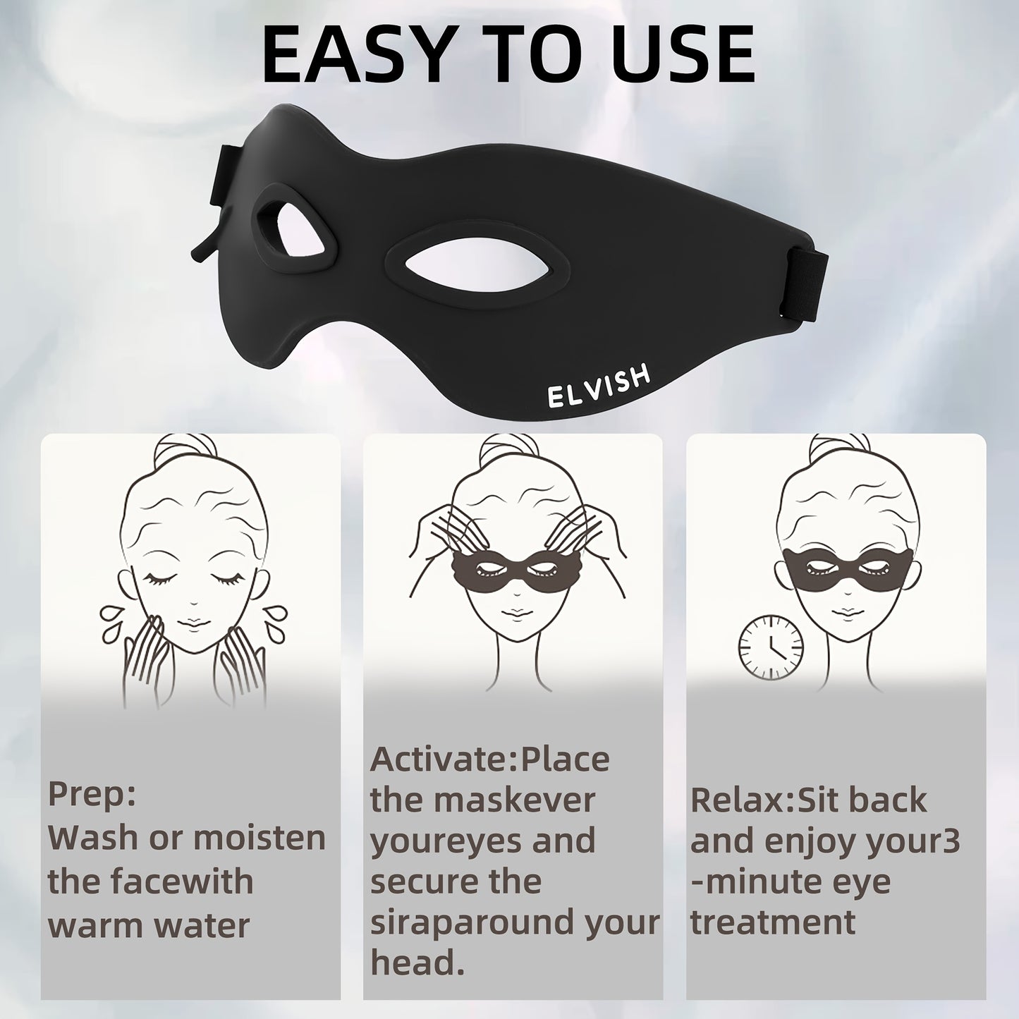 Elvish Red Light Relax Eye Mask with Adjustable Strap