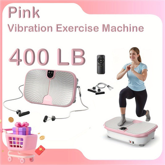 FEIERDUNSTYO Vibration Plate Exercise Machine For Lymphatic Drainage, Power Vibrate Stand Shake Board 400Lbs Capacity Whole Body Workout Waver With Fitness Resistance Bands Weight Loss Gifts For Women Men, Without Battery