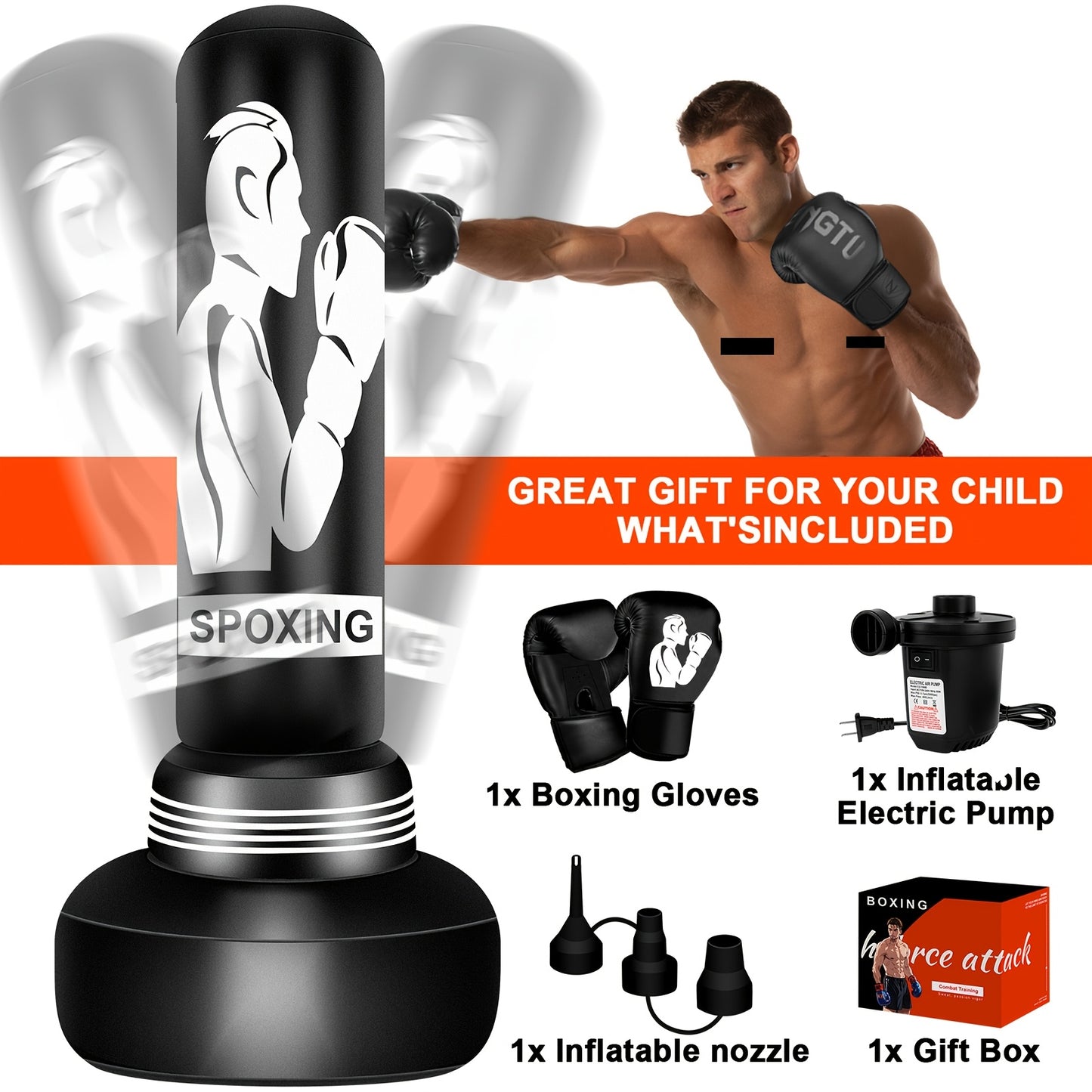 Heavy Punching Bag with Stand for MMA and Boxing Training