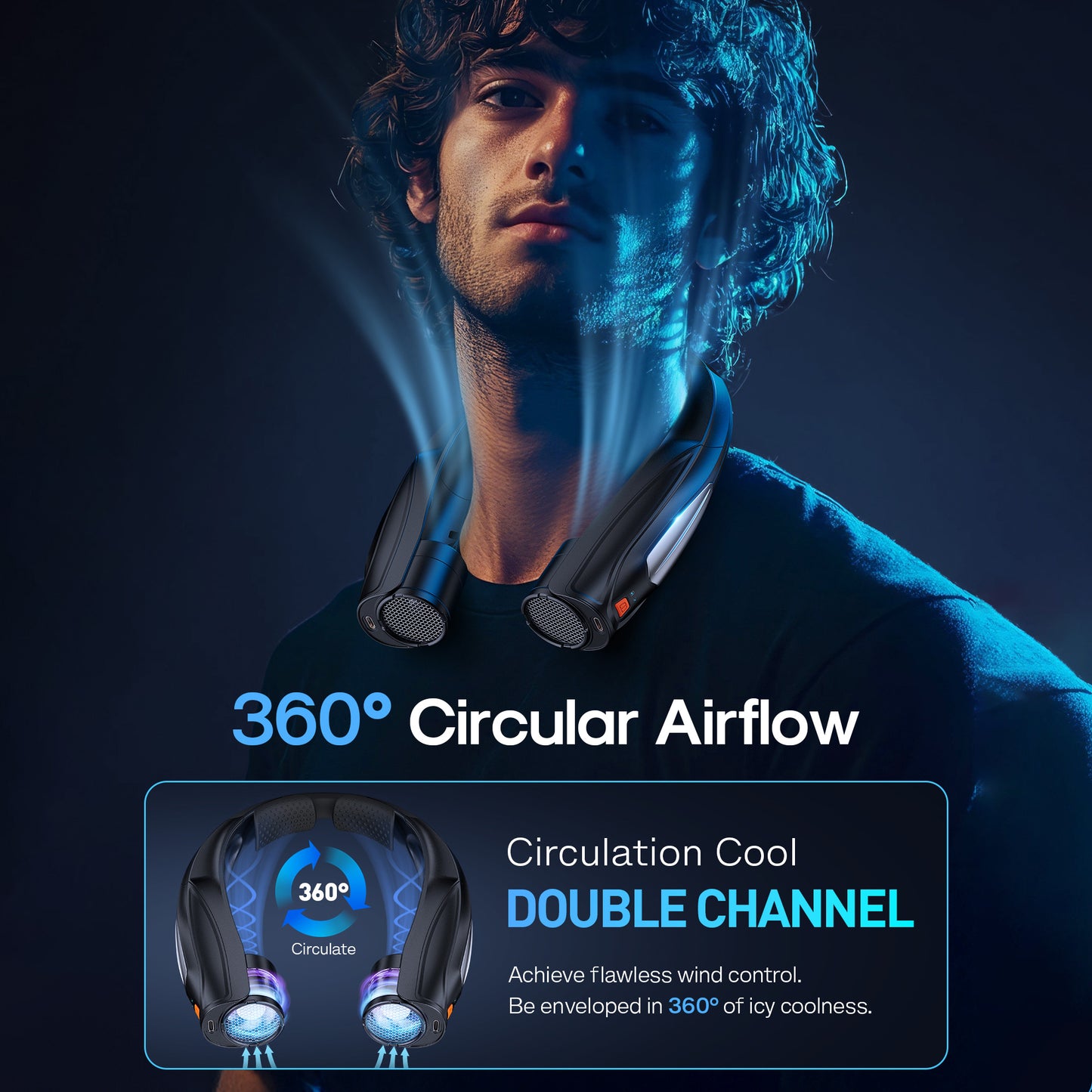 Neckband USB Fan With Long Battery Life And Quiet Motor