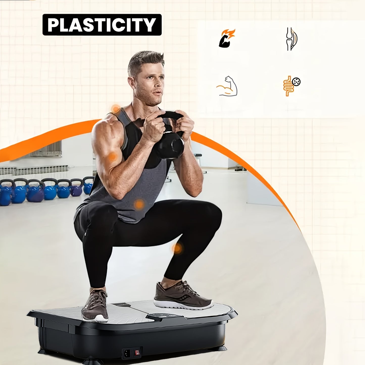 FEIERDUNSTYO Vibration Plate Exercise Machine For Lymphatic Drainage, Power Vibrate Stand Shake Board 400Lbs Capacity Whole Body Workout Waver With Fitness Resistance Bands Weight Loss Gifts For Women Men, Without Battery