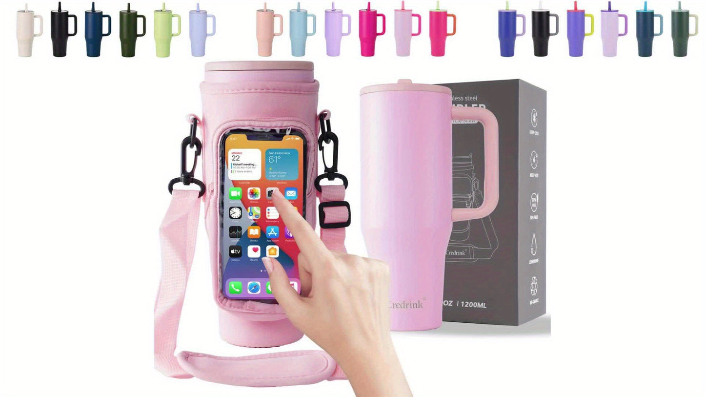 Stainless Steel Vacuum Insulated Tumbler With Straw Lid And Smartphone