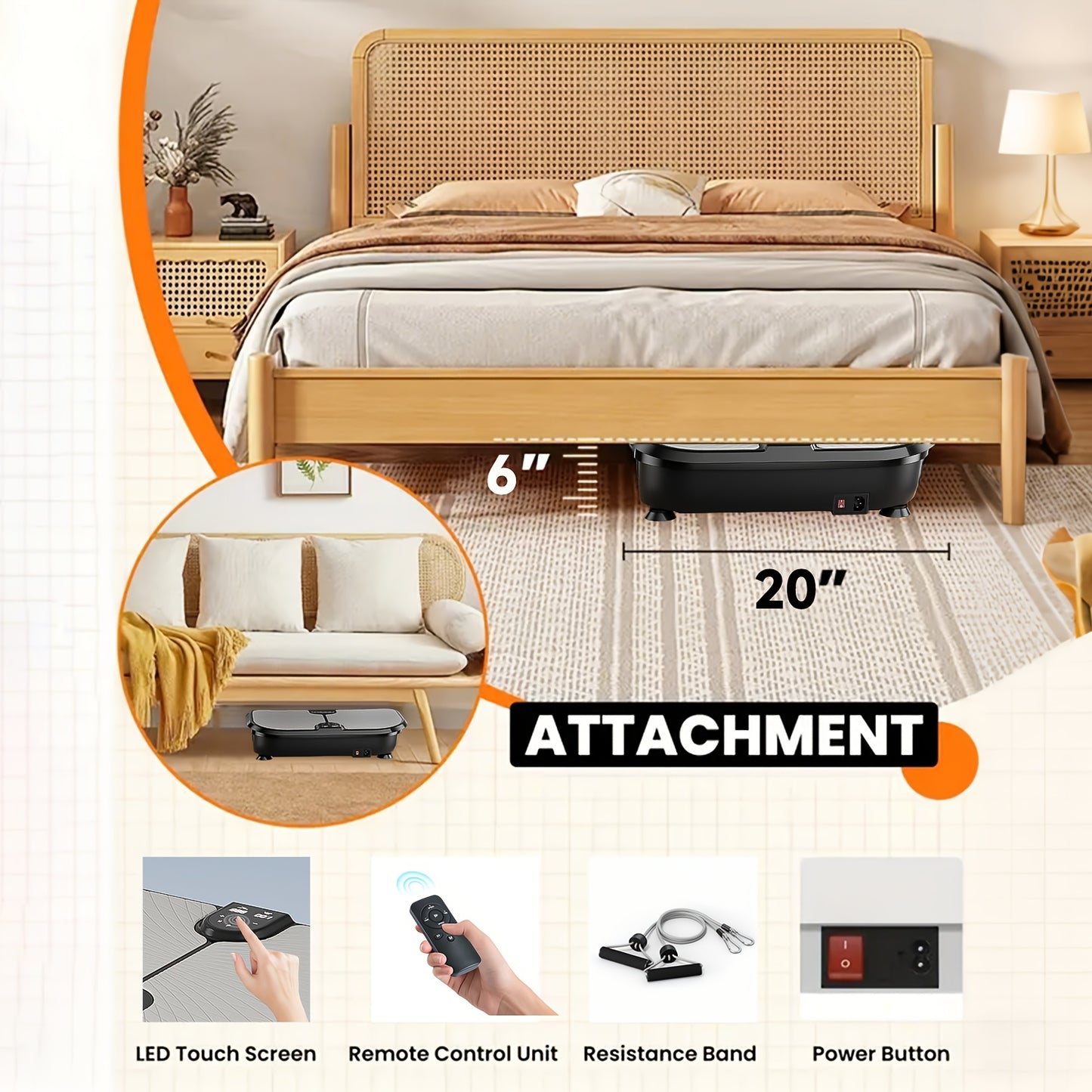 FEIERDUNSTYO Vibration Plate Exercise Machine For Lymphatic Drainage, Power Vibrate Stand Shake Board 400Lbs Capacity Whole Body Workout Waver With Fitness Resistance Bands Weight Loss Gifts For Women Men, Without Battery