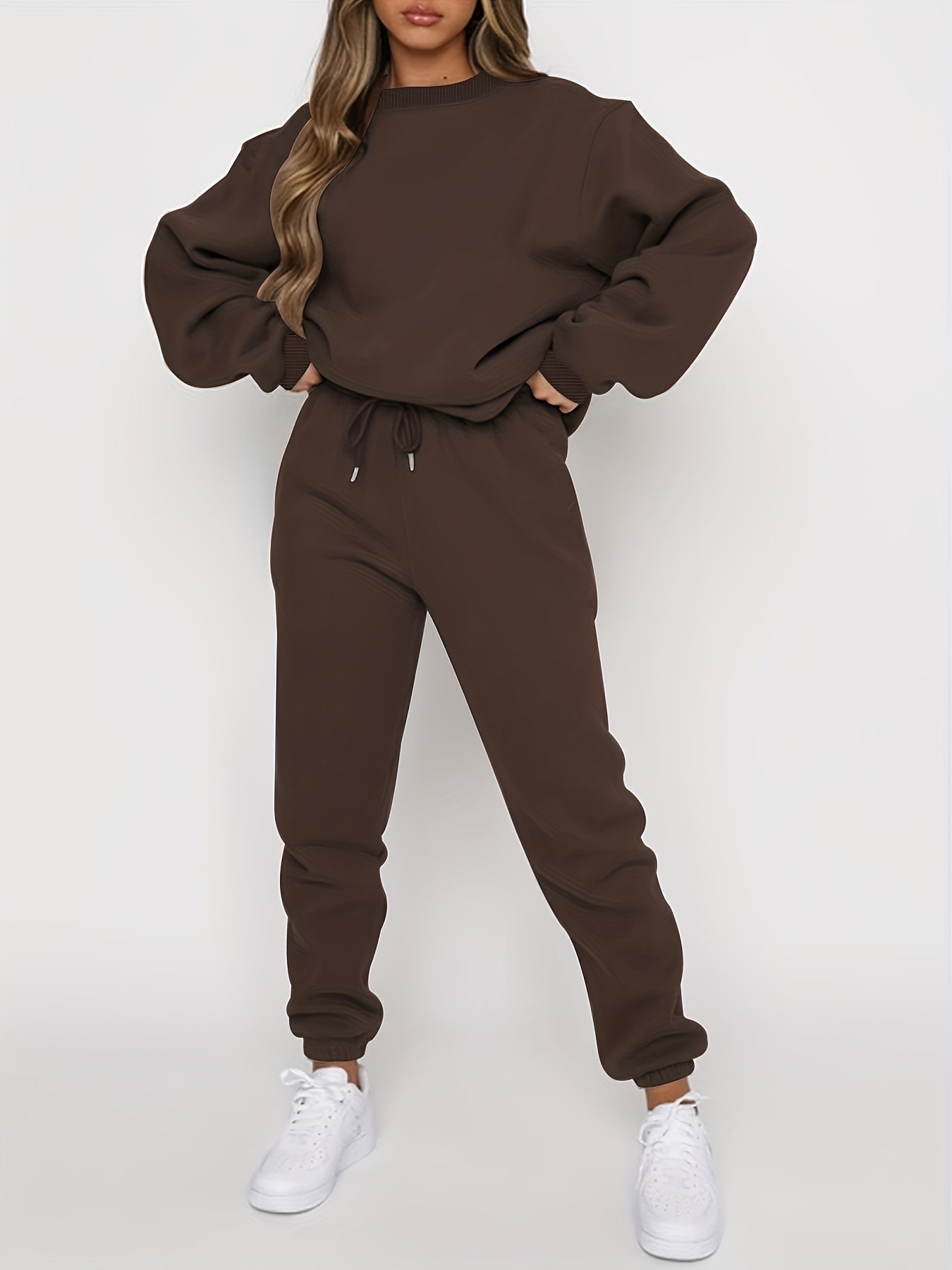 Womens Autumn Winter Two Piece Sweatshirt Pants Set