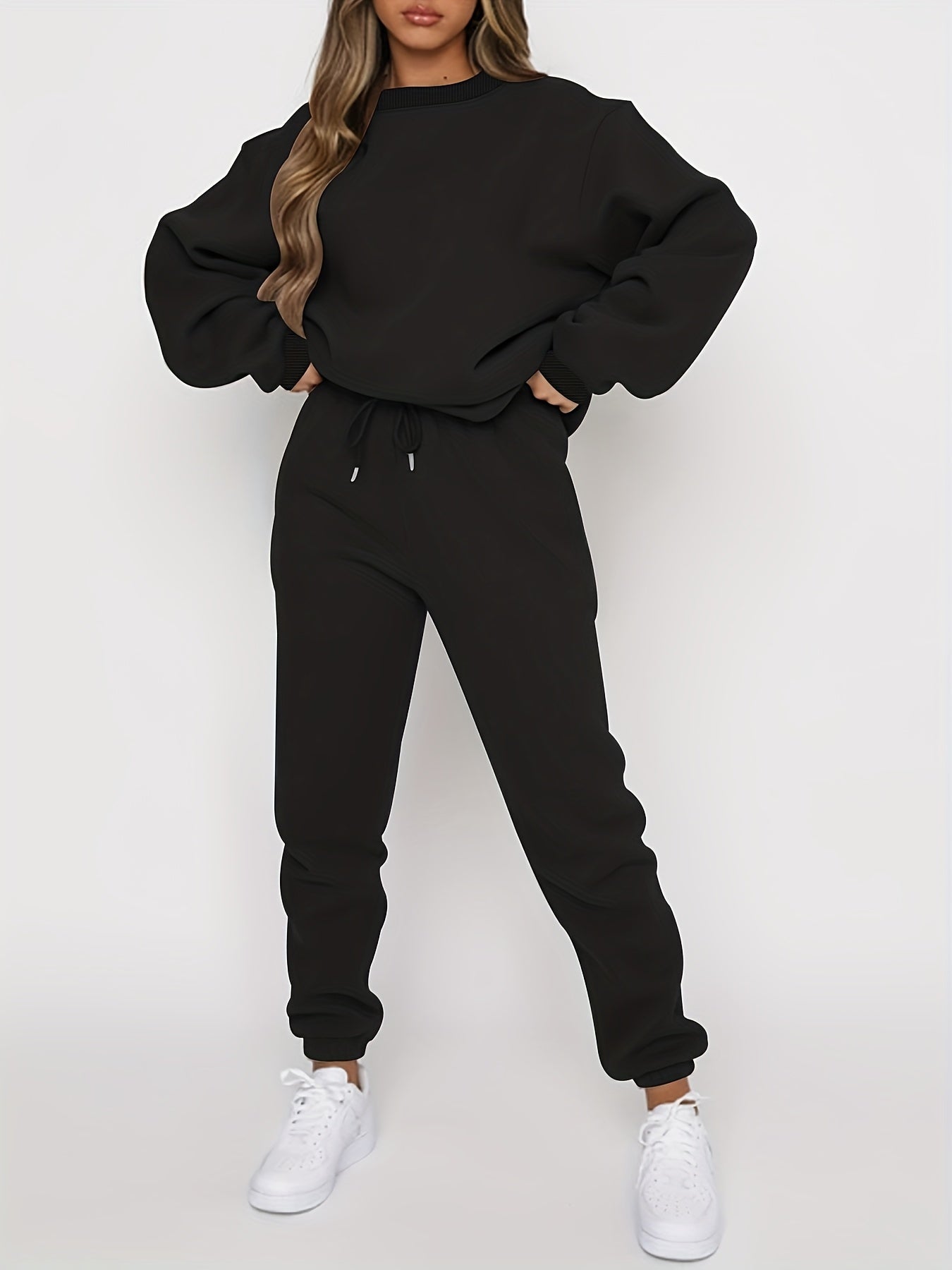 Womens Autumn Winter Two Piece Sweatshirt Pants Set