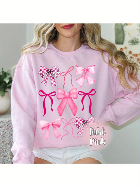 Coquette Sweatshirts, Pink Bow Sweatshirt, Pink Ribbon Sweatshirt, Coquette Aesthetic, Ribbon Crewneck Sweatshirt, Gift for Her, Trendy Bows