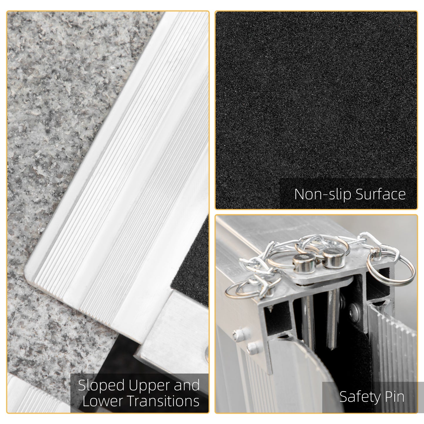 Folding Aluminum Wheelchair Ramp with Non-Slip Surface
