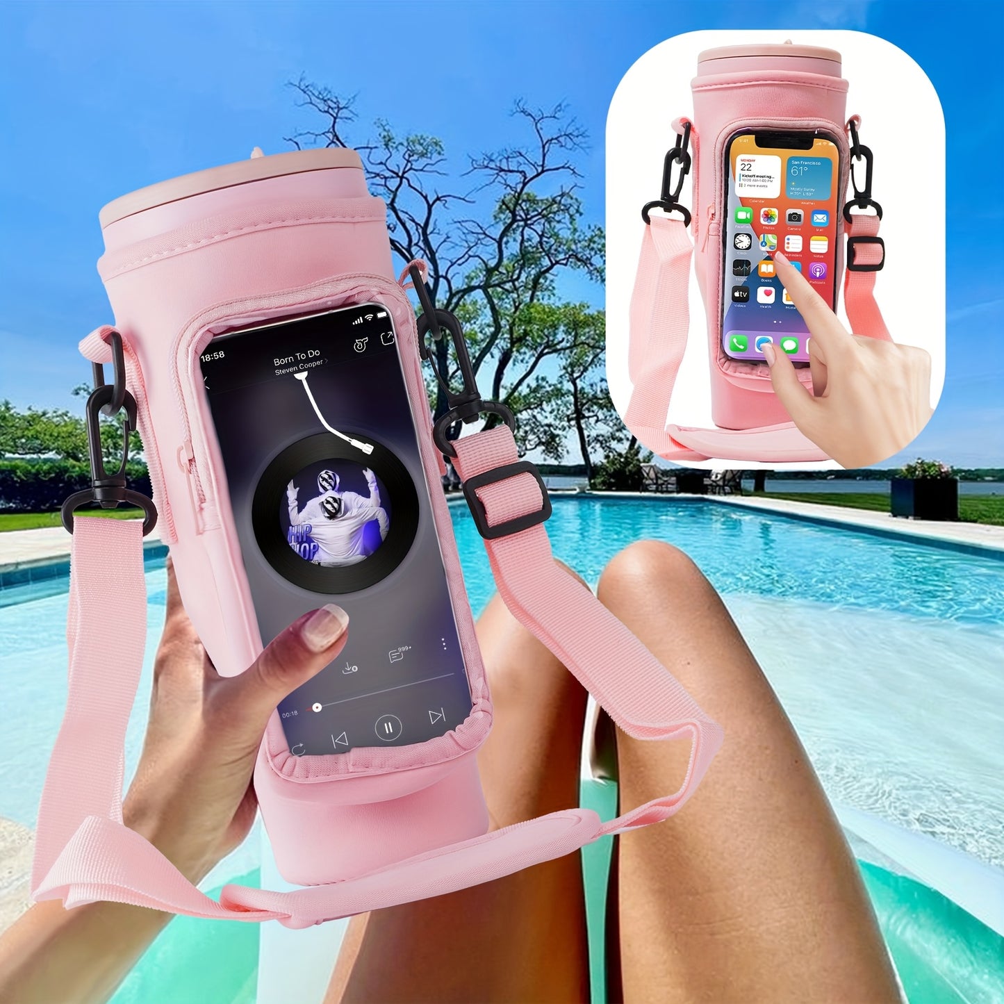 Stainless Steel Vacuum Insulated Tumbler With Straw Lid And Smartphone