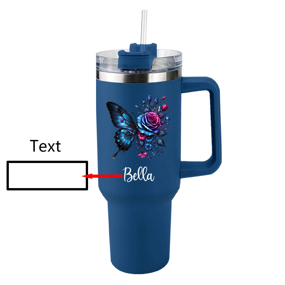 Personalized Insulated Stainless Steel Tumbler With Name And Straw