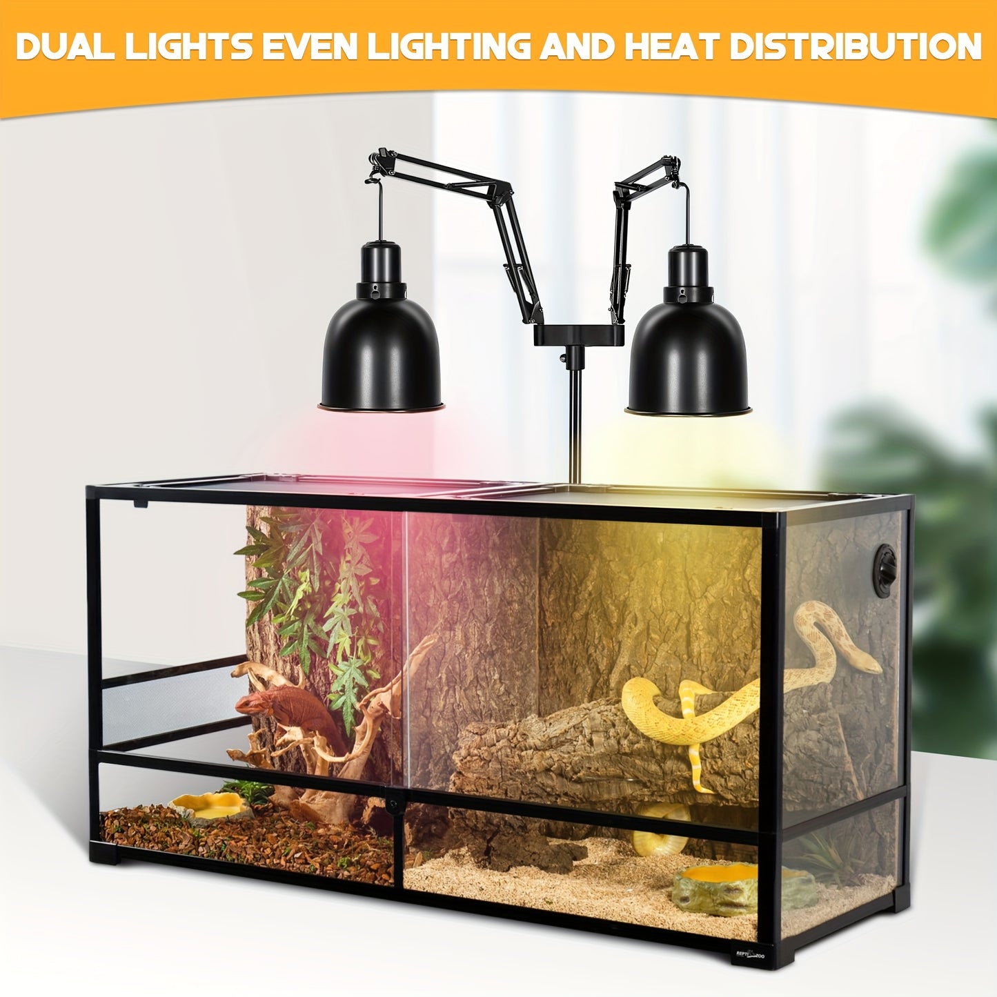 Double Arm Adjustable Heat Lamp Stand For Reptiles And Chicks
