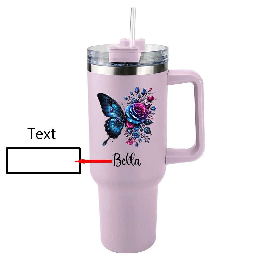 Personalized Insulated Stainless Steel Tumbler With Name And Straw