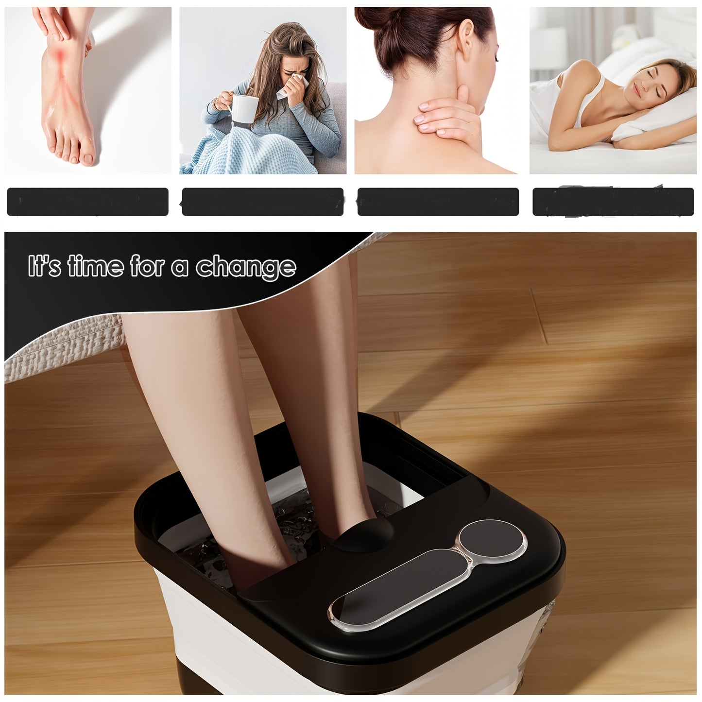 Collapsible Foot Spa Massager With Heater And Temperature Control