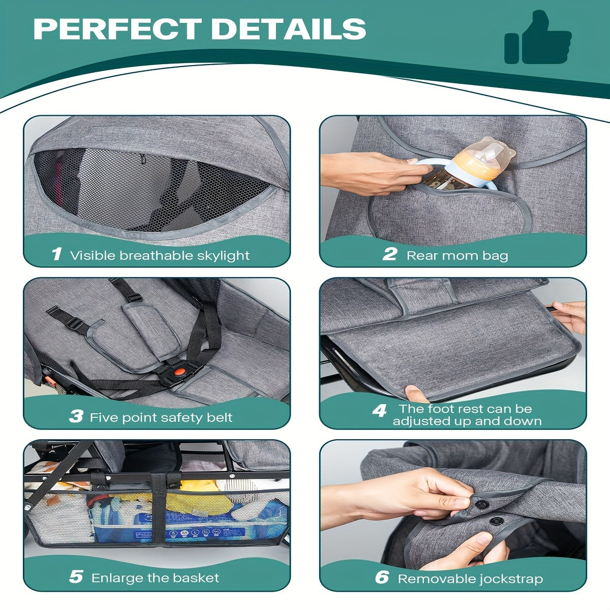 Foldable Double Stroller for Infants and Toddlers with Accessories