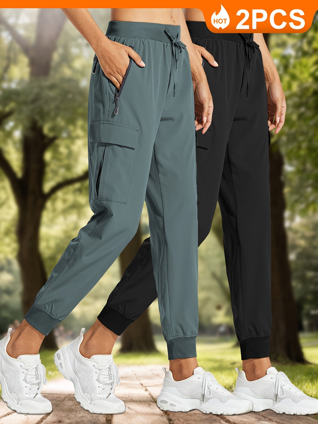 Women's Quick-Dry Cargo Joggers with Sun Protection and Pockets