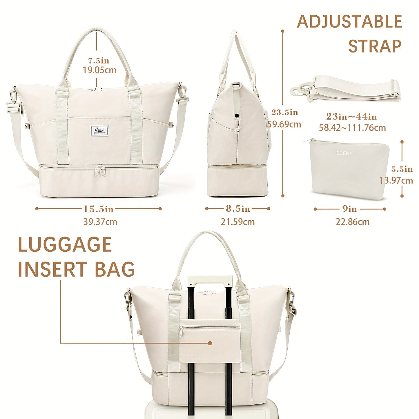 Womens Travel Duffel Bag With Toiletry And Shoe Compartment