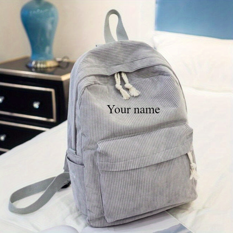 Personalized Embroidered Corduroy Backpack Custom Name