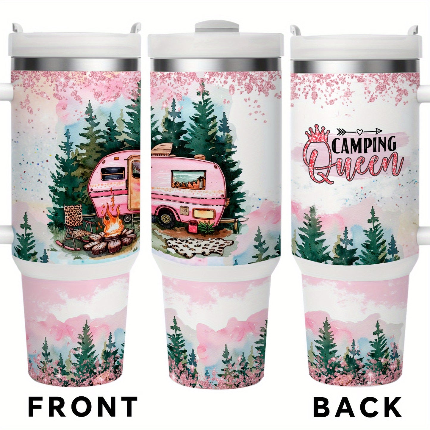 MIKENDA 1pc 40oz Insulated Stainless Steel Double Wall Tumbler, Camping Queen - Durable And Keeps Cold for 24 Hours Or Hot for 12 Hours - Perfect for Hot And Cold Drinks, Home Kitchen Use - Gift for Active Lifestyles. Hallowe