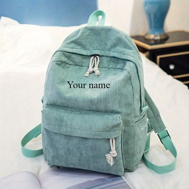 Personalized Embroidered Corduroy Backpack Custom Name