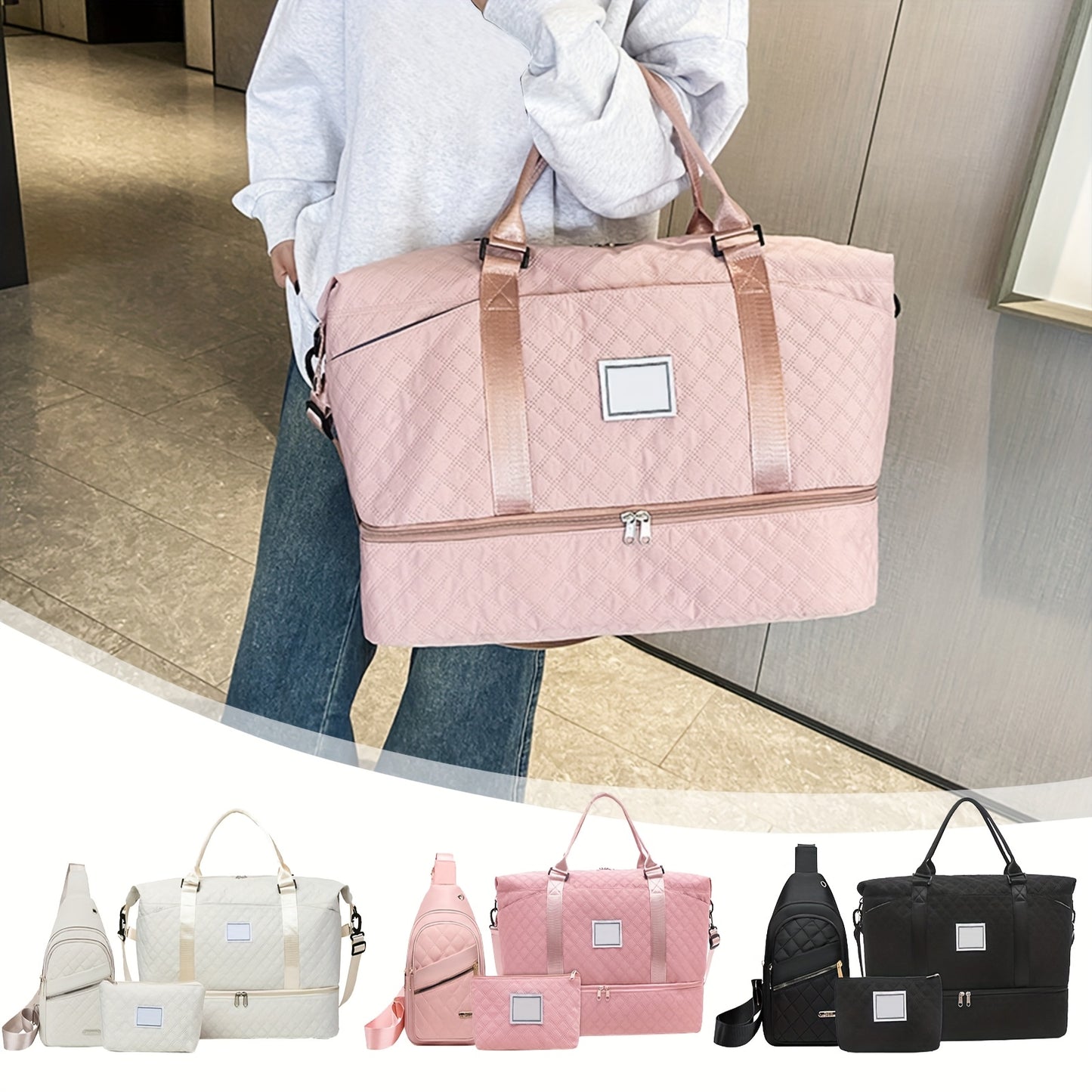 Versatile 3 Piece Travel Bag Set With Luggage Storage