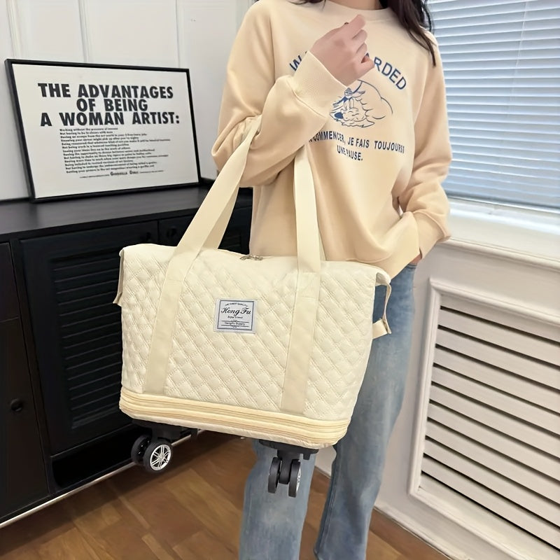 Duffel Bag With 360 Degree Spinner Wheels And Compartments