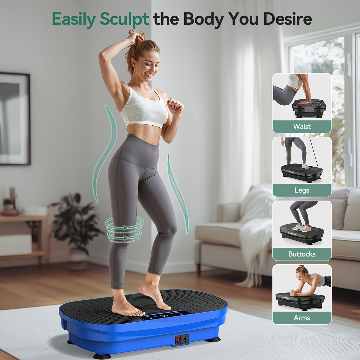 Vibration Plate Exercise Machine, Multiple Modes, Whole Body Vibration Plate Exercise Machine for Lymphatic Drainage, Power Plate Vibration Platform/light White for Toning & Wellness, Full Body Shaker Workout for Labubu, Chri