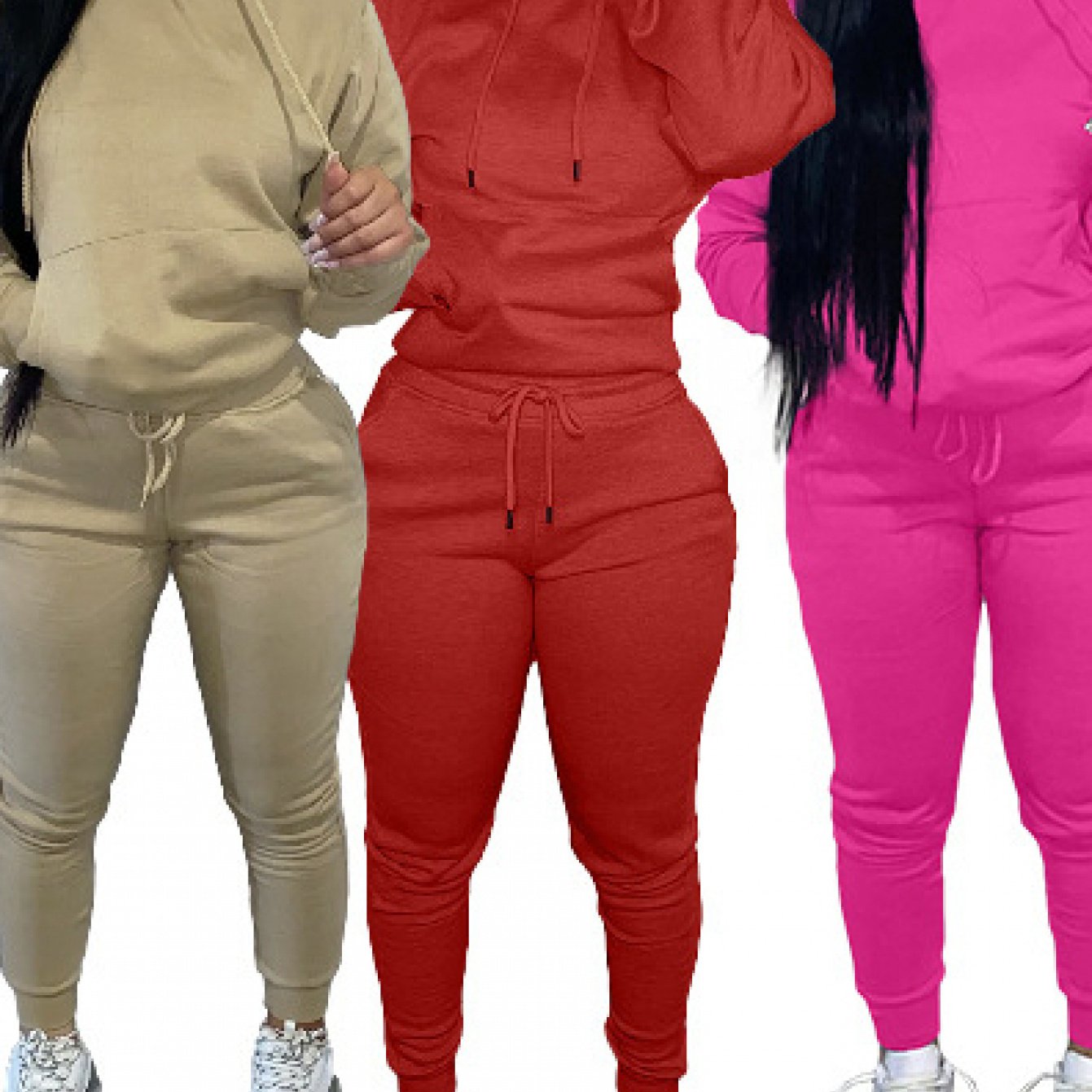 Womens Fleece Lined Hoodie Set With High Neck Chest Pad