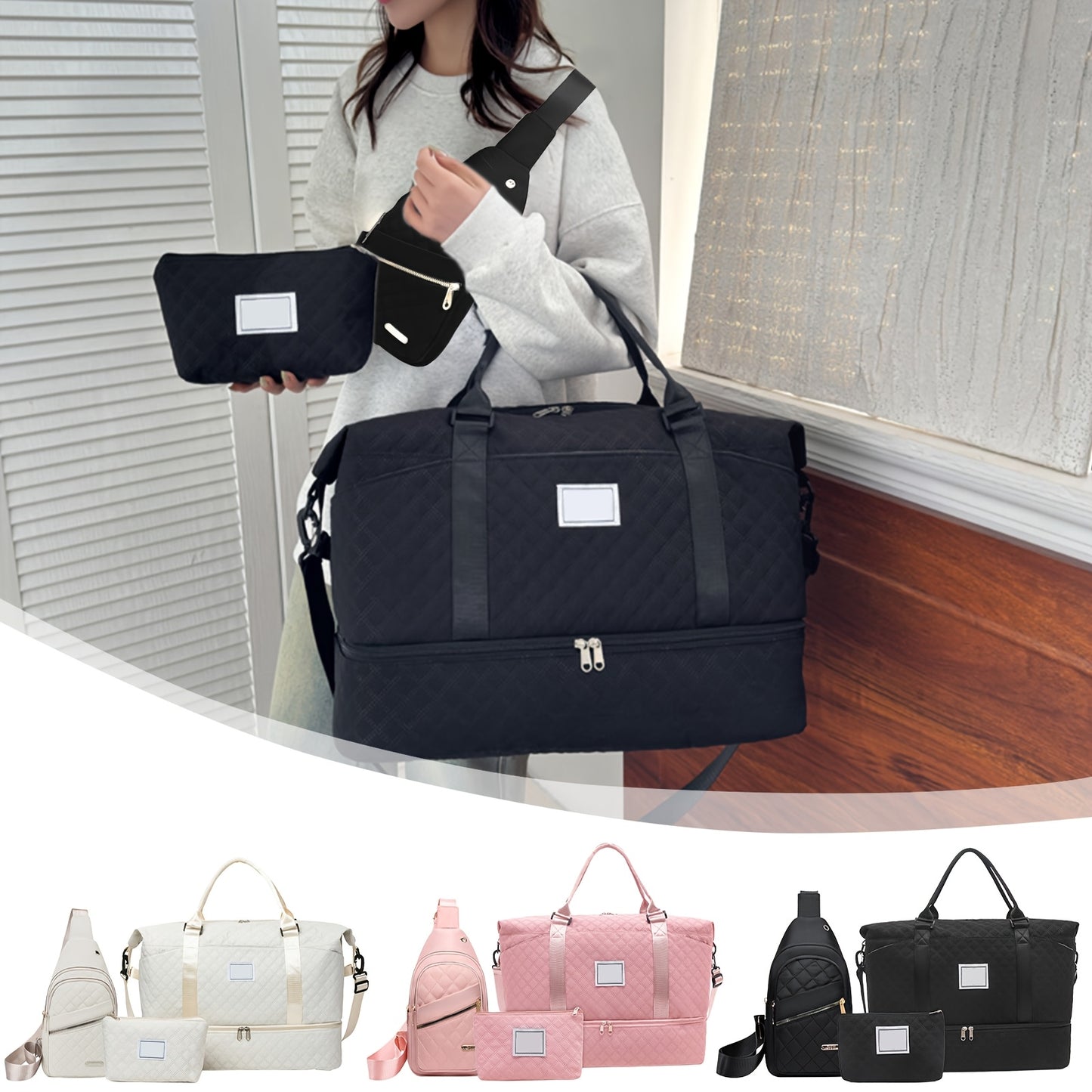 Versatile 3 Piece Travel Bag Set With Luggage Storage