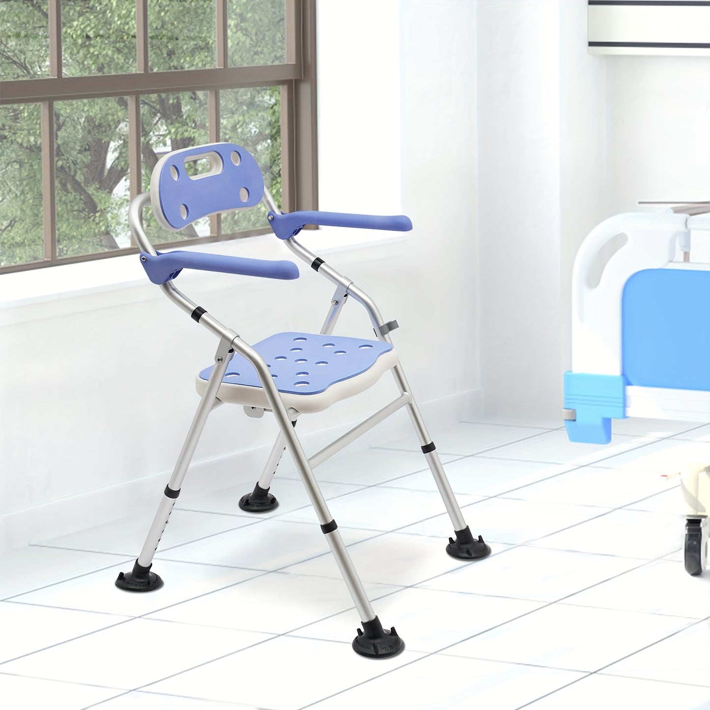 Adjustable Folding Shower Seat with Arms for Safety and Comfort