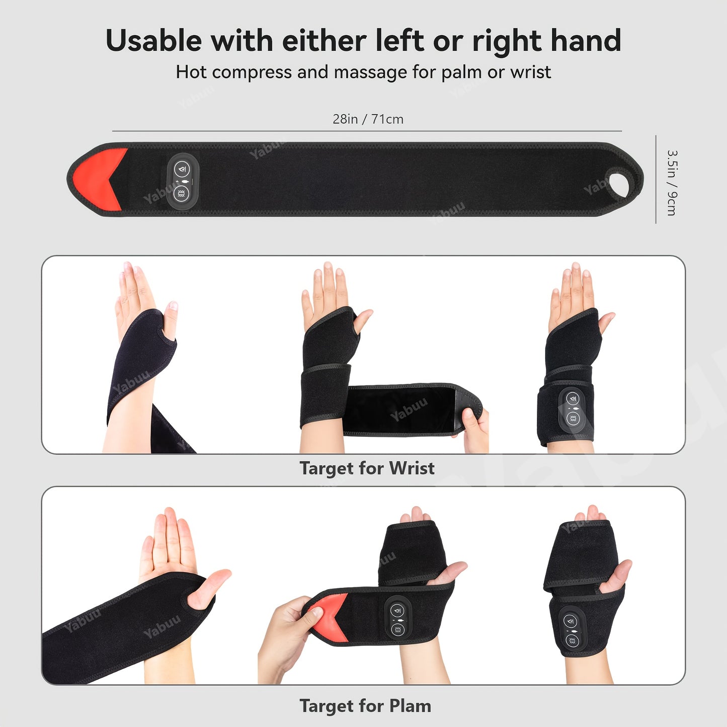 Cordless Hand Heating Pad with Adjustable Heat and Vibration Settings