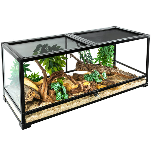Repti Zoo Large Glass Terrarium With Sliding Doors