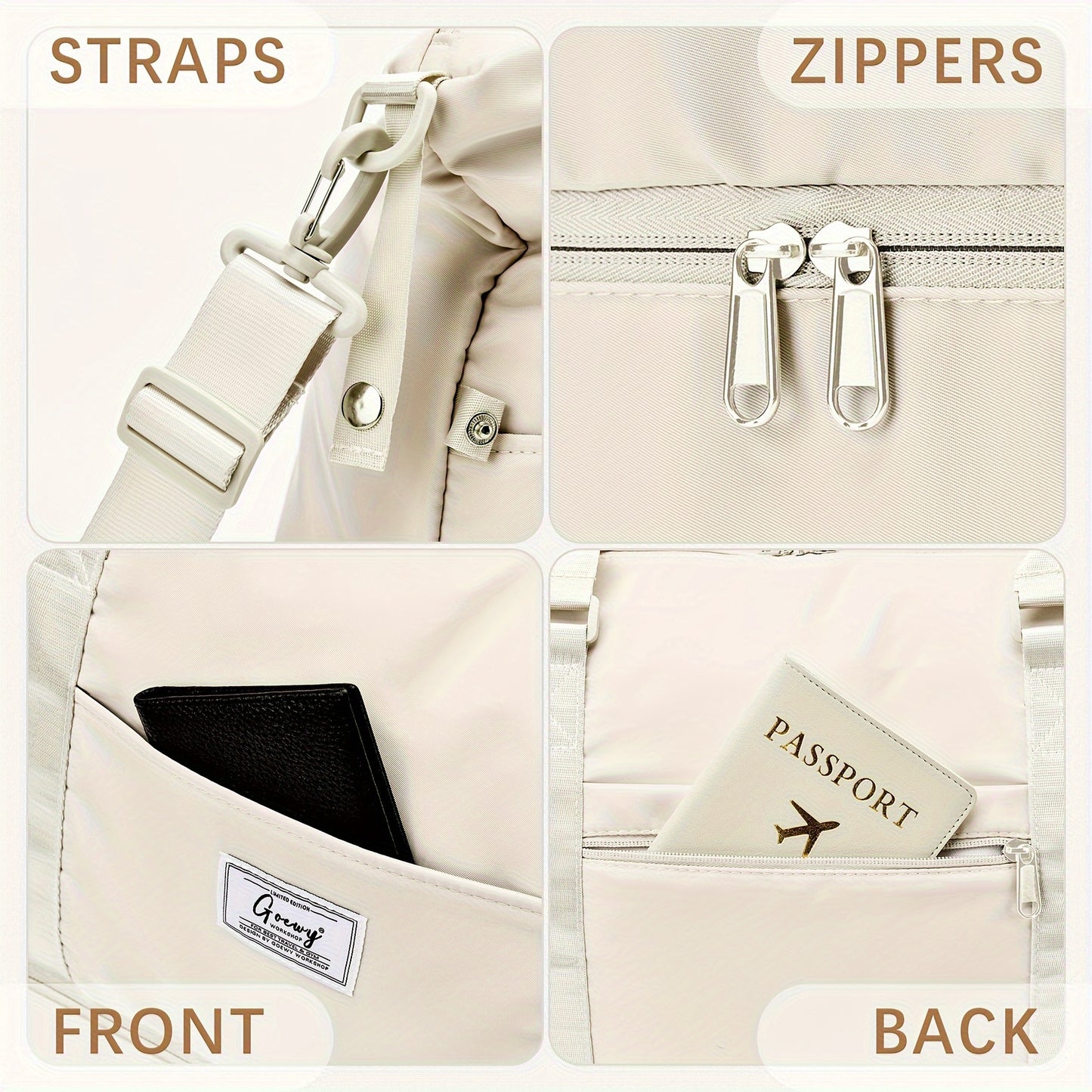 Womens Travel Duffel Bag With Toiletry And Shoe Compartment