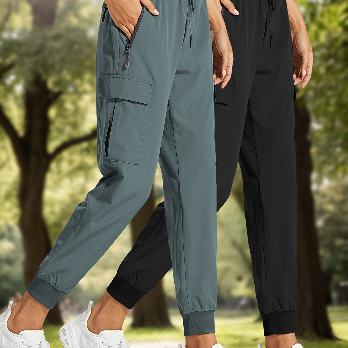 Women's Quick-Dry Cargo Joggers with Sun Protection and Pockets