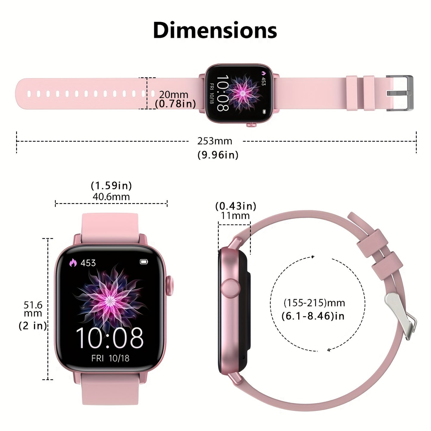 Smart Watch Fitness Tracker With Touch Screen And Voice Control