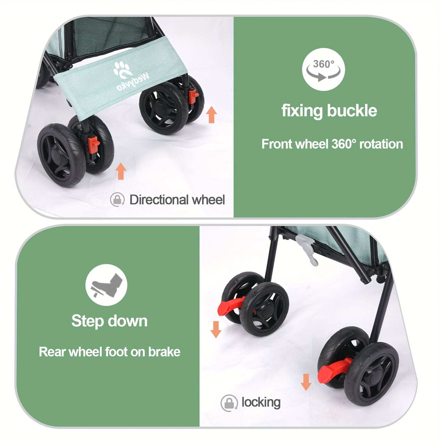 Pet Stroller Folding Cart for Dogs and Cats on the Go